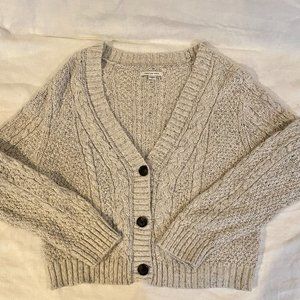 American Eagle Knit Sweater cropped with long sleeves button down womens